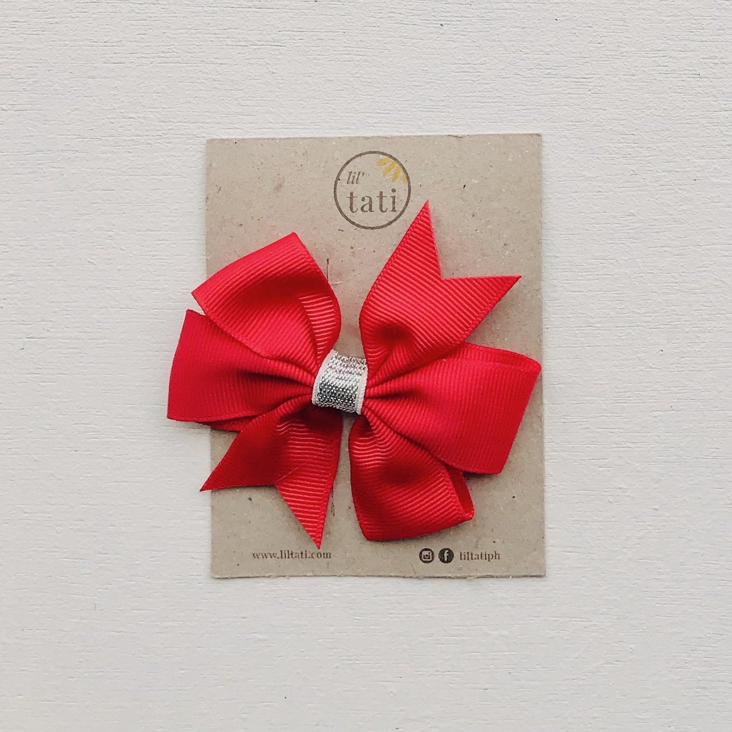 Silver Flower Bow Hair Clips - Lil' Tati