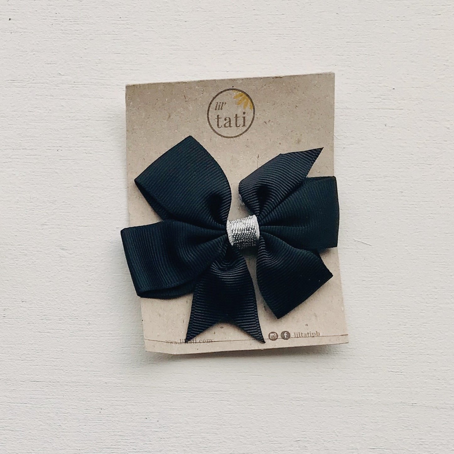 Silver Flower Bow Hair Clips - Lil' Tati