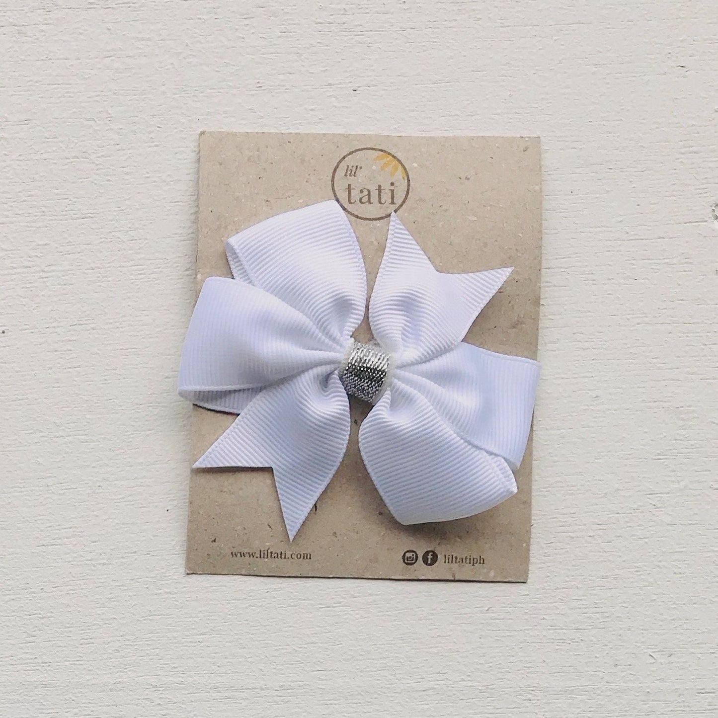 Silver Flower Bow Hair Clips - Lil' Tati