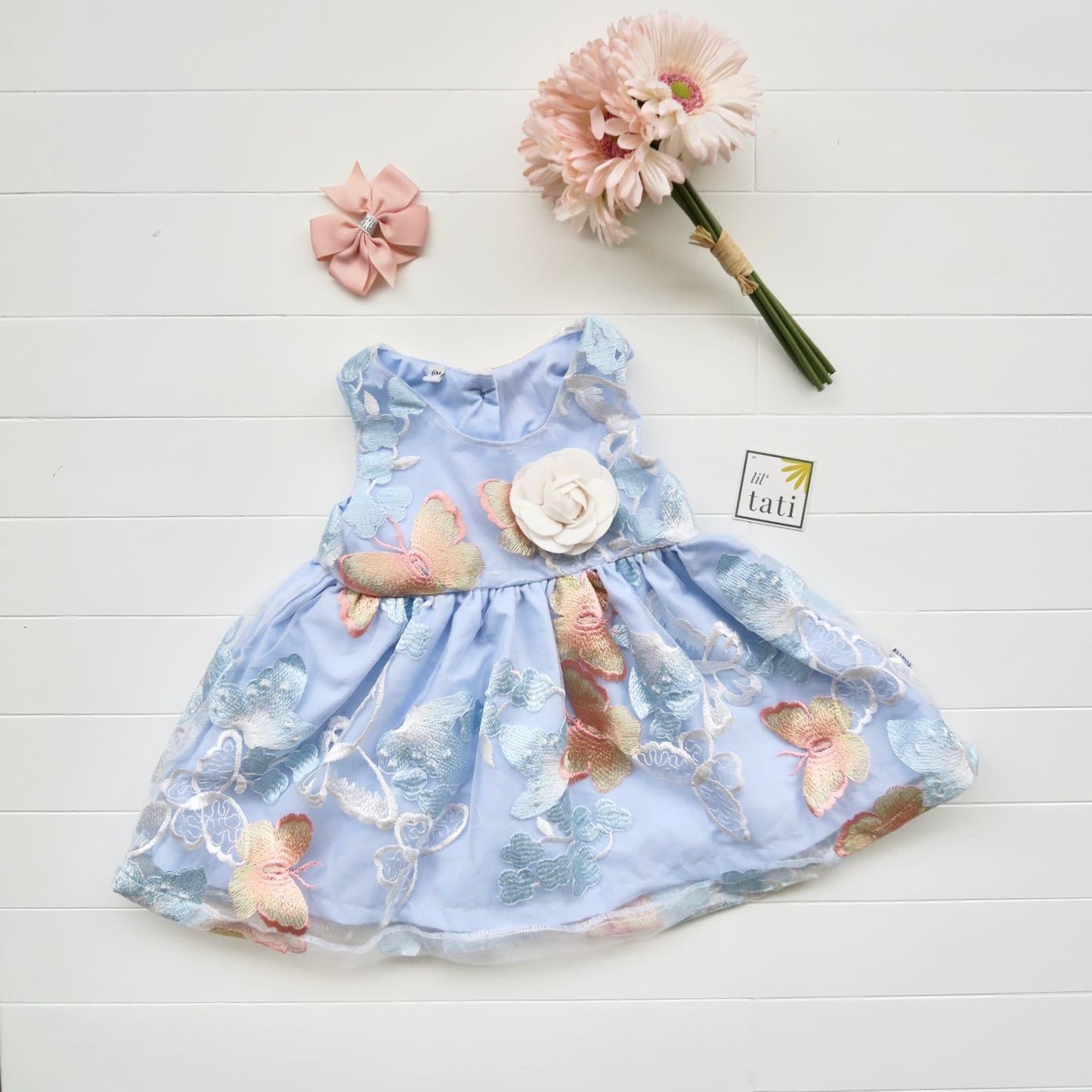 Iris Dress in Blue Butterfly Tulle - Lil' Tati