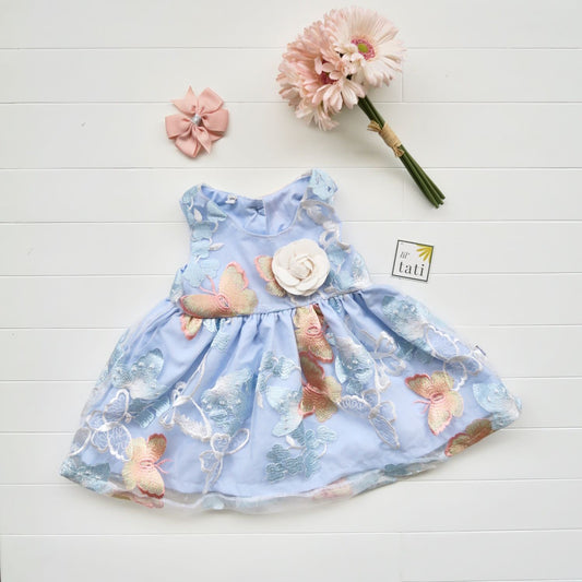 Iris Dress in Blue Butterfly Tulle - Lil' Tati