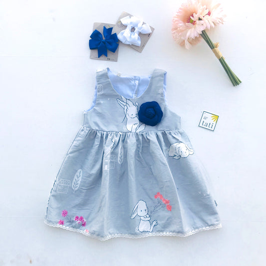 Iris Dress in Bunnies Gray - Lil' Tati