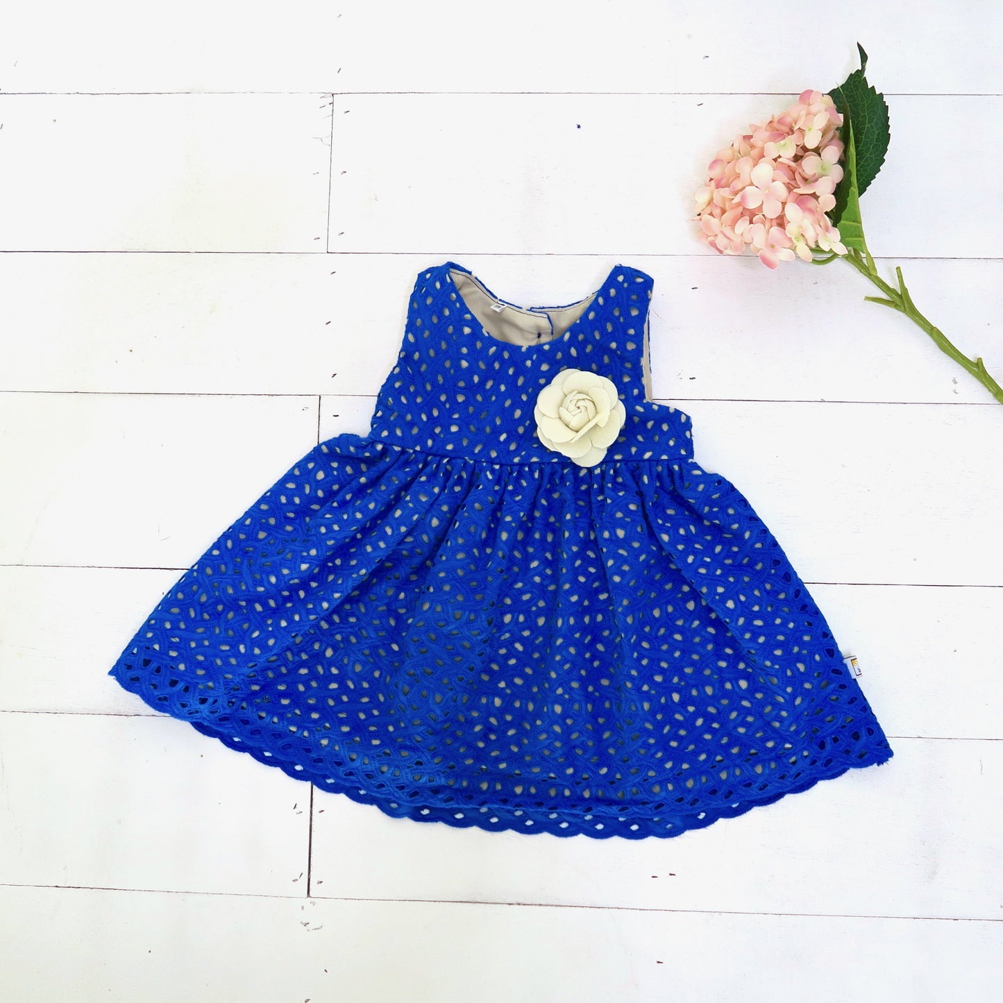 Iris Dress in Classic Blue Eyelet - Lil' Tati