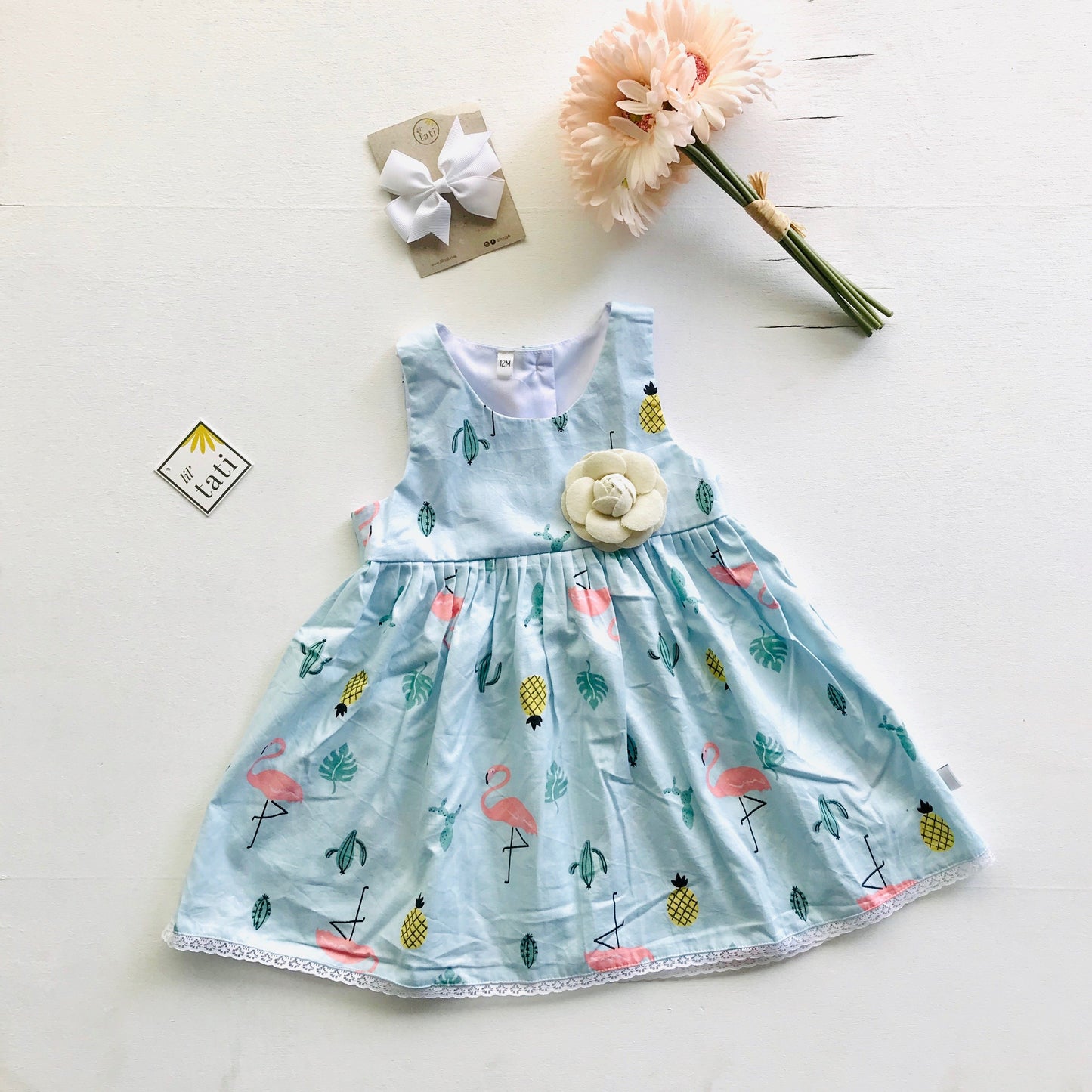 Iris Dress in Fiesta Flamingo Blue - Lil' Tati