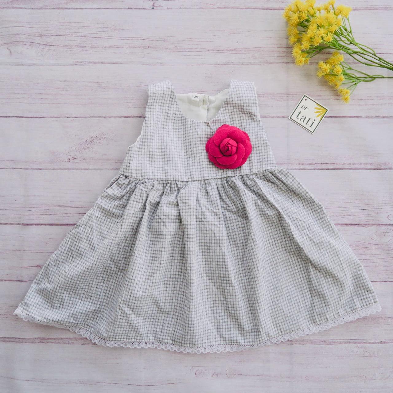 Iris Dress in Gray Checkered - Lil' Tati