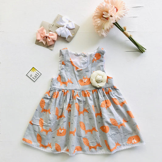 Iris Dress in Orange Gray Fox - Lil' Tati