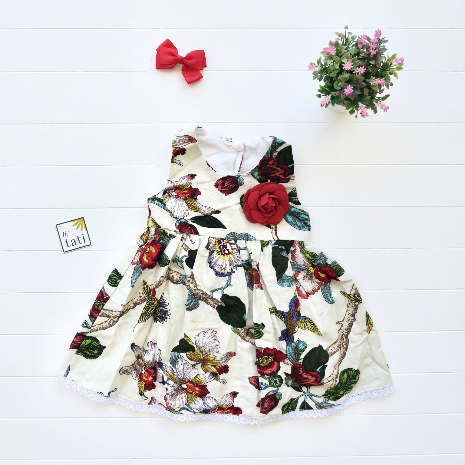 Iris Dress in Hummingbird Linen - Lil' Tati
