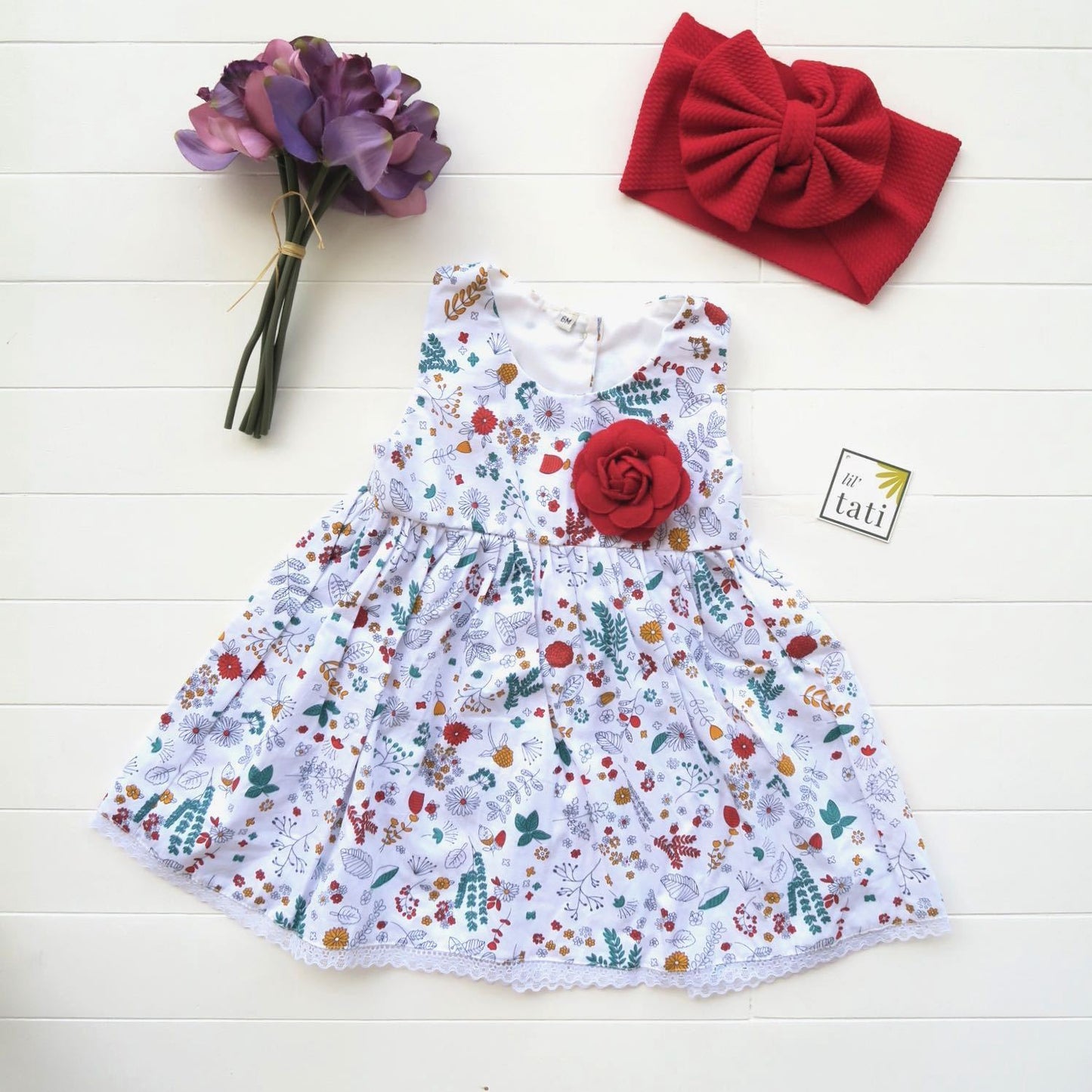Iris Dress in Into the Garden Print - Lil' Tati