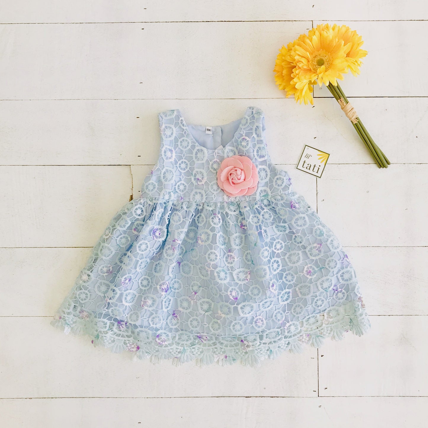 Iris Dress in Light Blue Circlet Lace - Lil' Tati