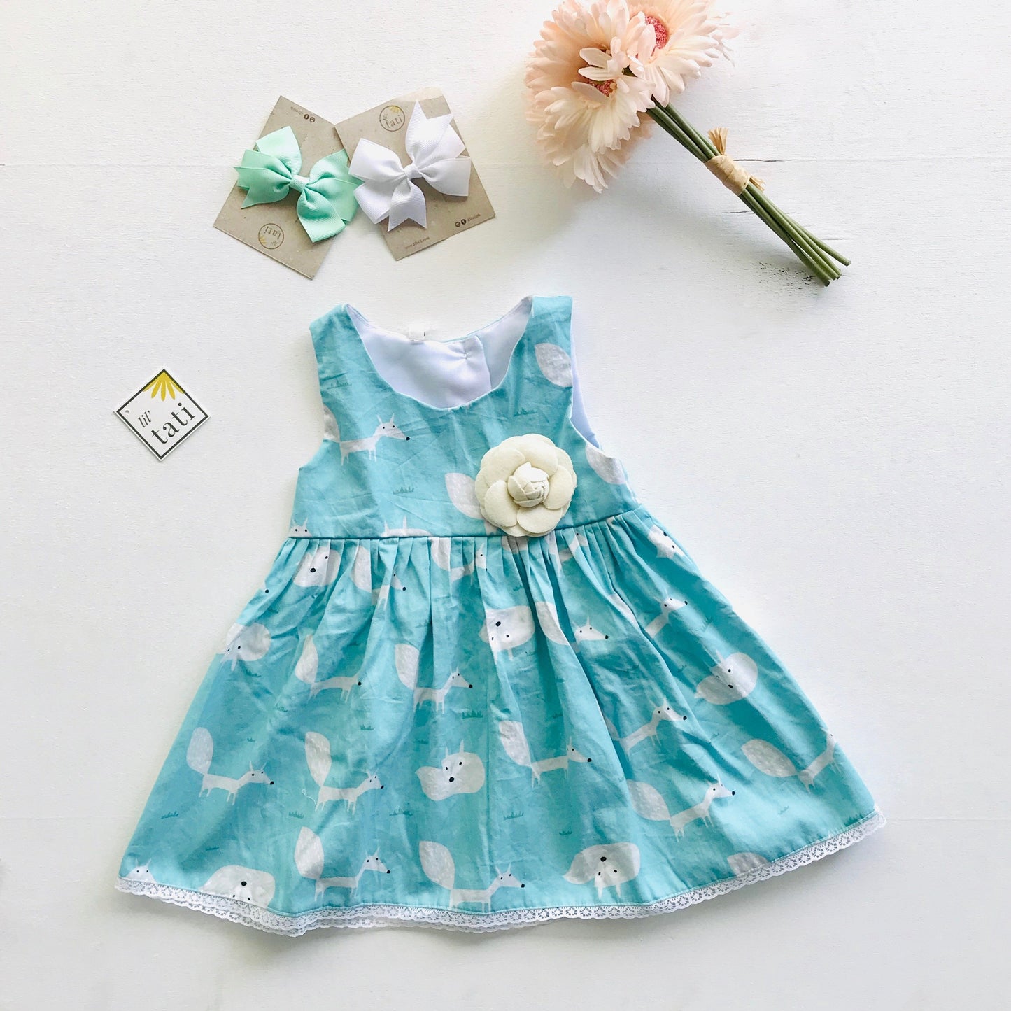 Iris Dress in Mint Fox - Lil' Tati