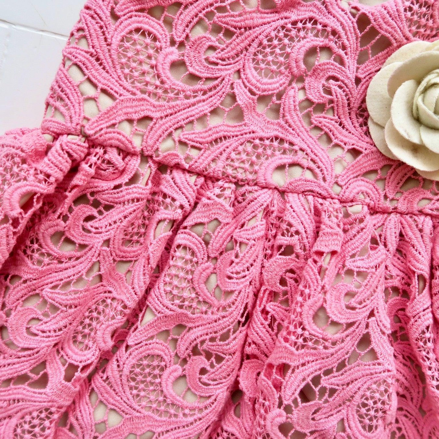 Iris Dress in Paisley Lace Pink - Lil' Tati
