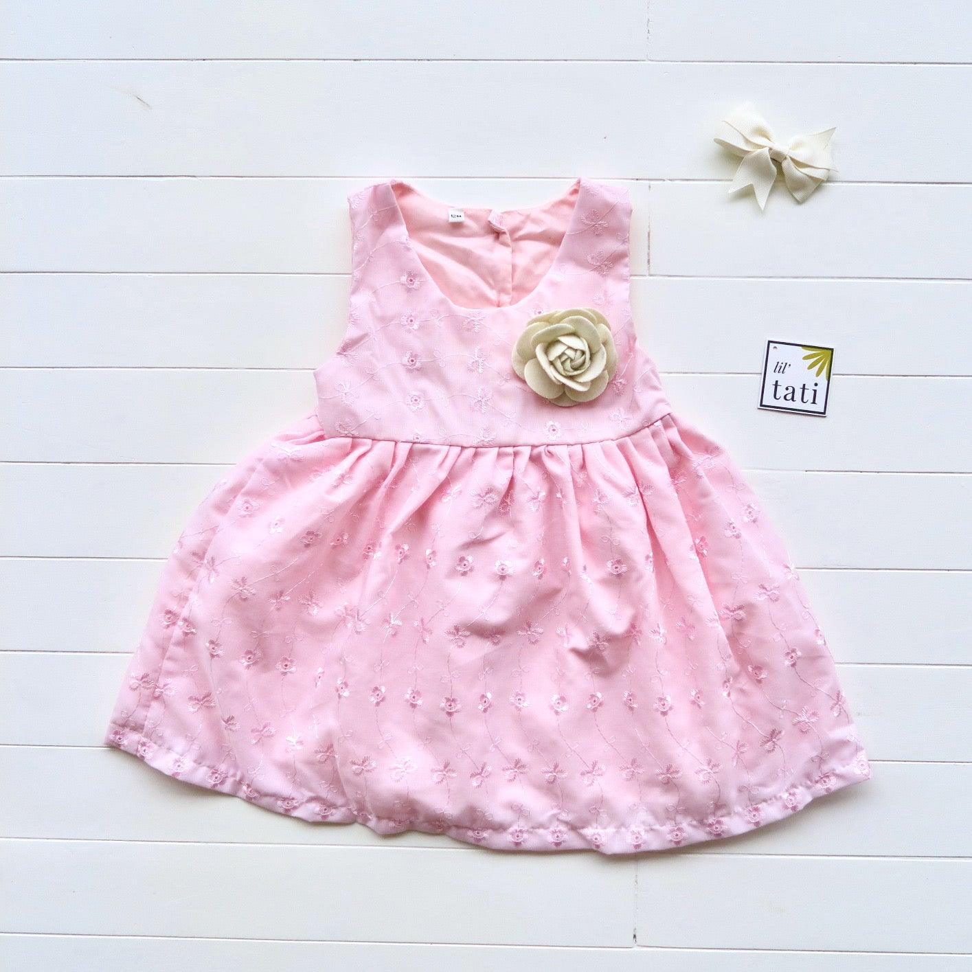 Iris Dress in Pink Eyelet - Lil' Tati