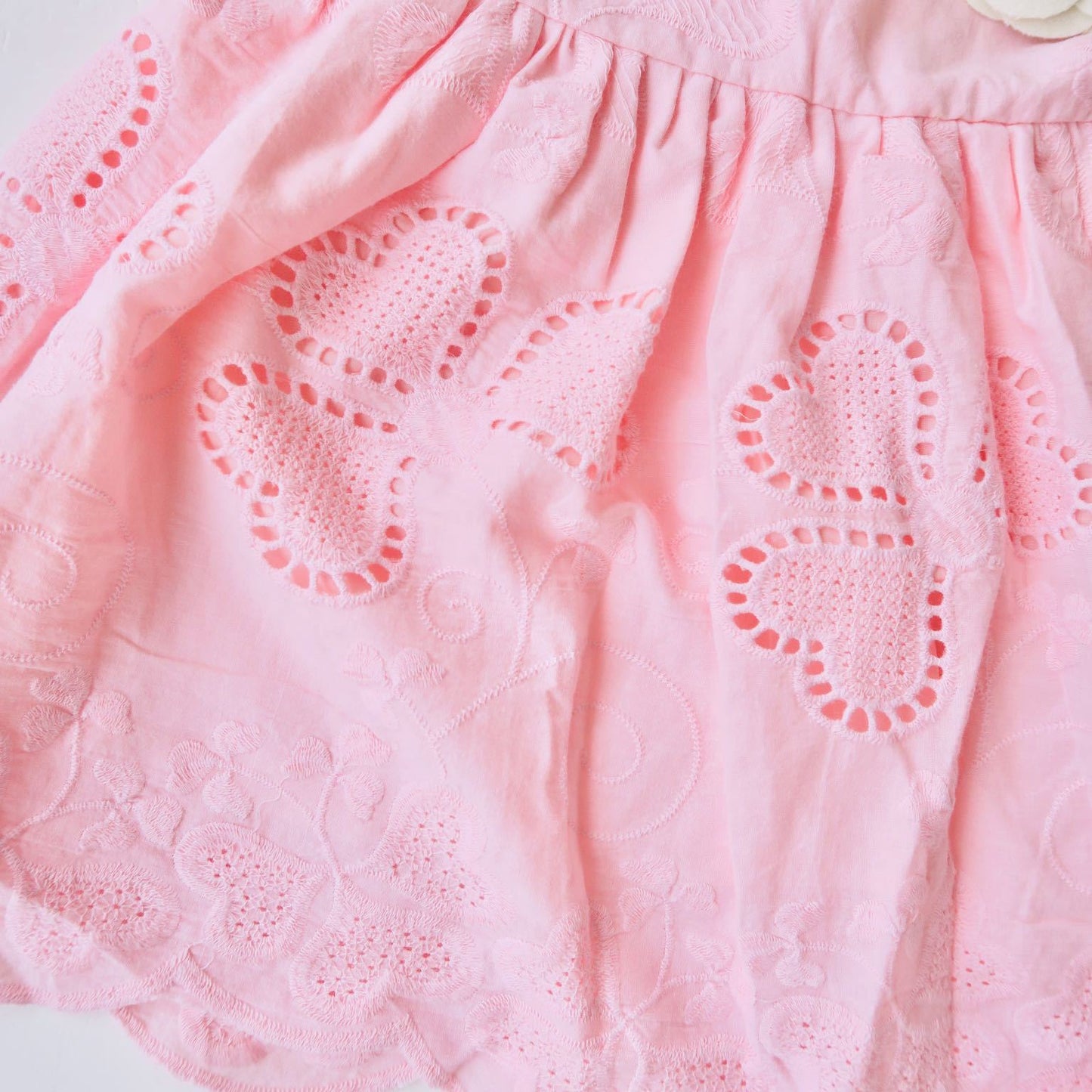 Iris Dress in Pink Hearts Eyelet - Lil' Tati