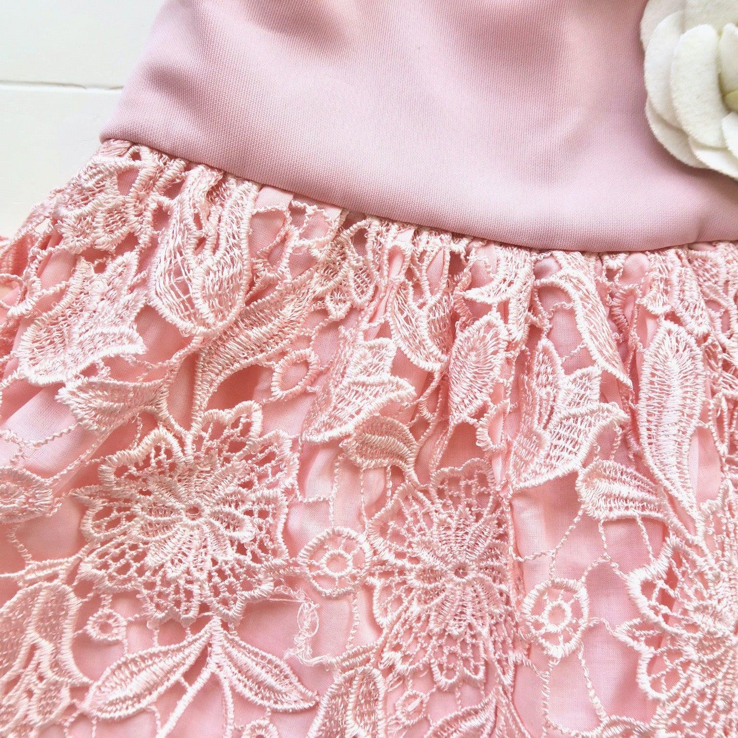 Iris Dress in Pink Neoprene & Shiny Lace - Lil' Tati