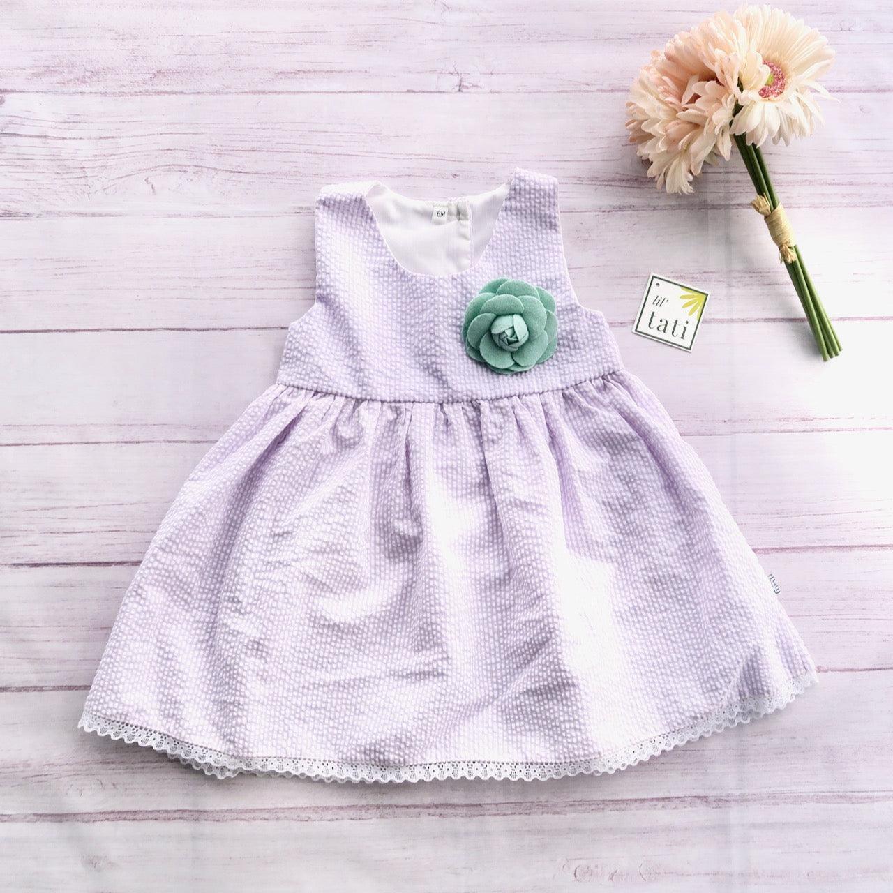 Iris Dress in Purple Seersucker - Lil' Tati