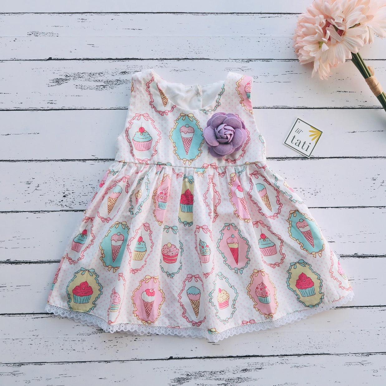 Iris Dress in Sweet Dessert Print - Lil' Tati