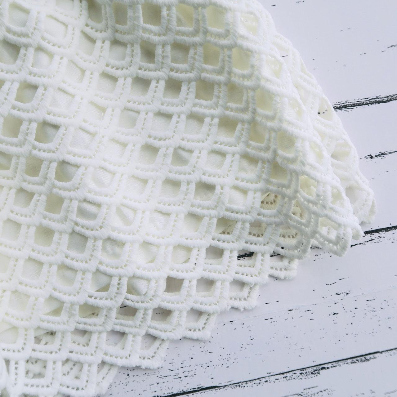 Iris Dress in White Diamond Lace - Lil' Tati