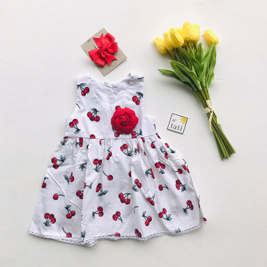 Iris Dress in White Cherries - Lil' Tati