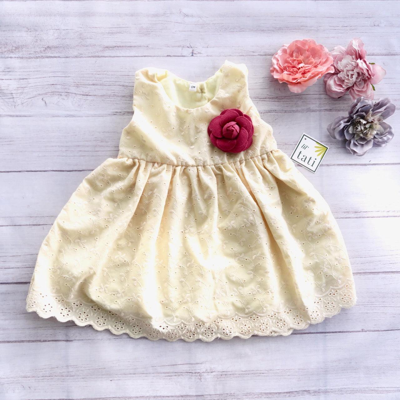 Iris Dress in Yellow Eyelet - Lil' Tati