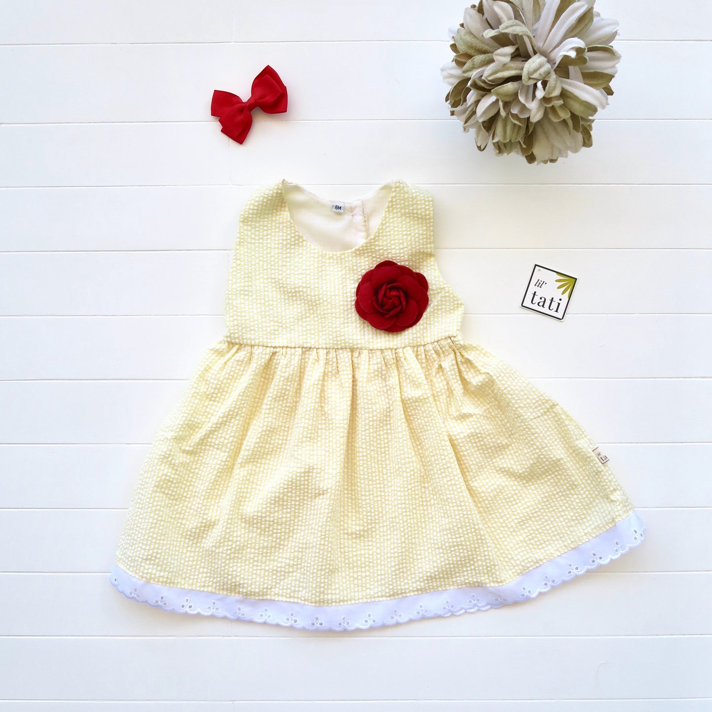 Iris Dress in Yellow Seersucker - Lil' Tati