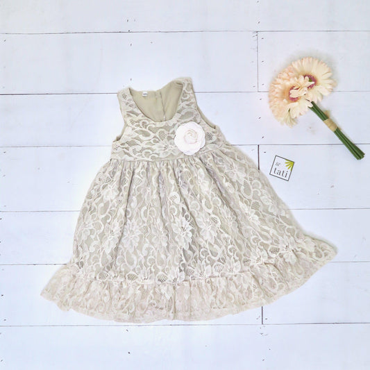 Iris Dress in Nude Soft Lace - Lil' Tati