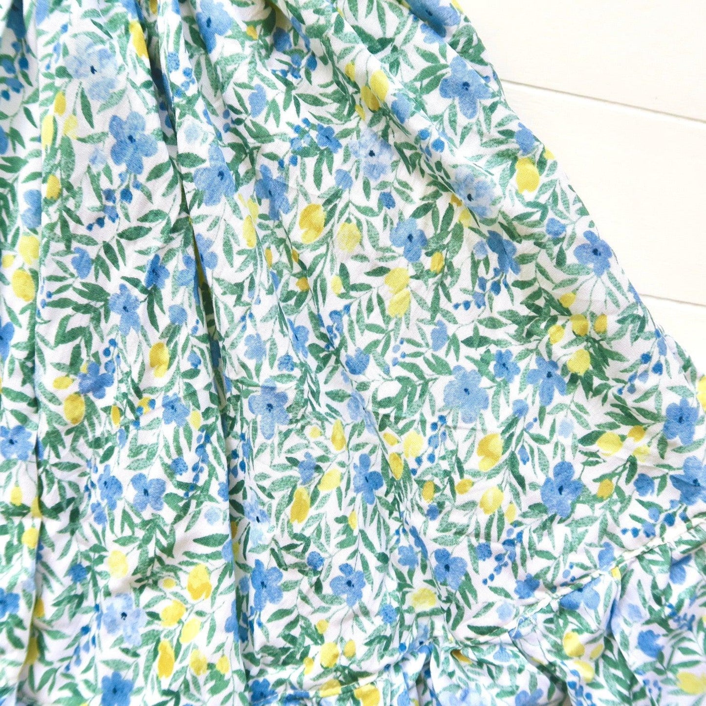 Laelia Dress in Blue Yellow Foliage - Lil' Tati