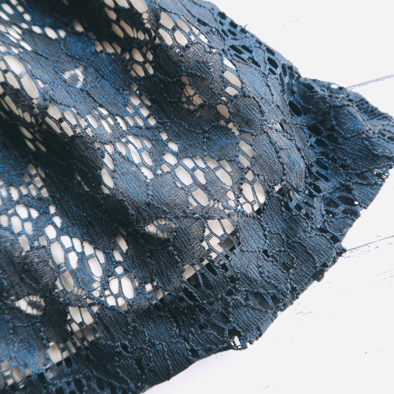 Lotus Dress in Glitzy Navy Blue Lace - Lil' Tati