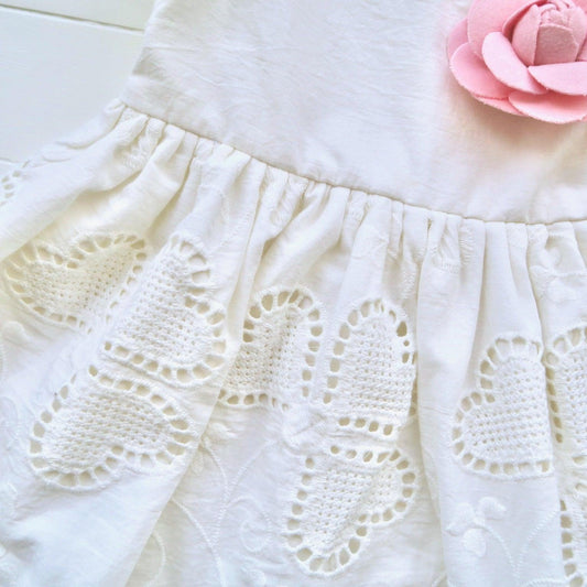 Lotus Dress in Hearts Eyelet White - Lil' Tati