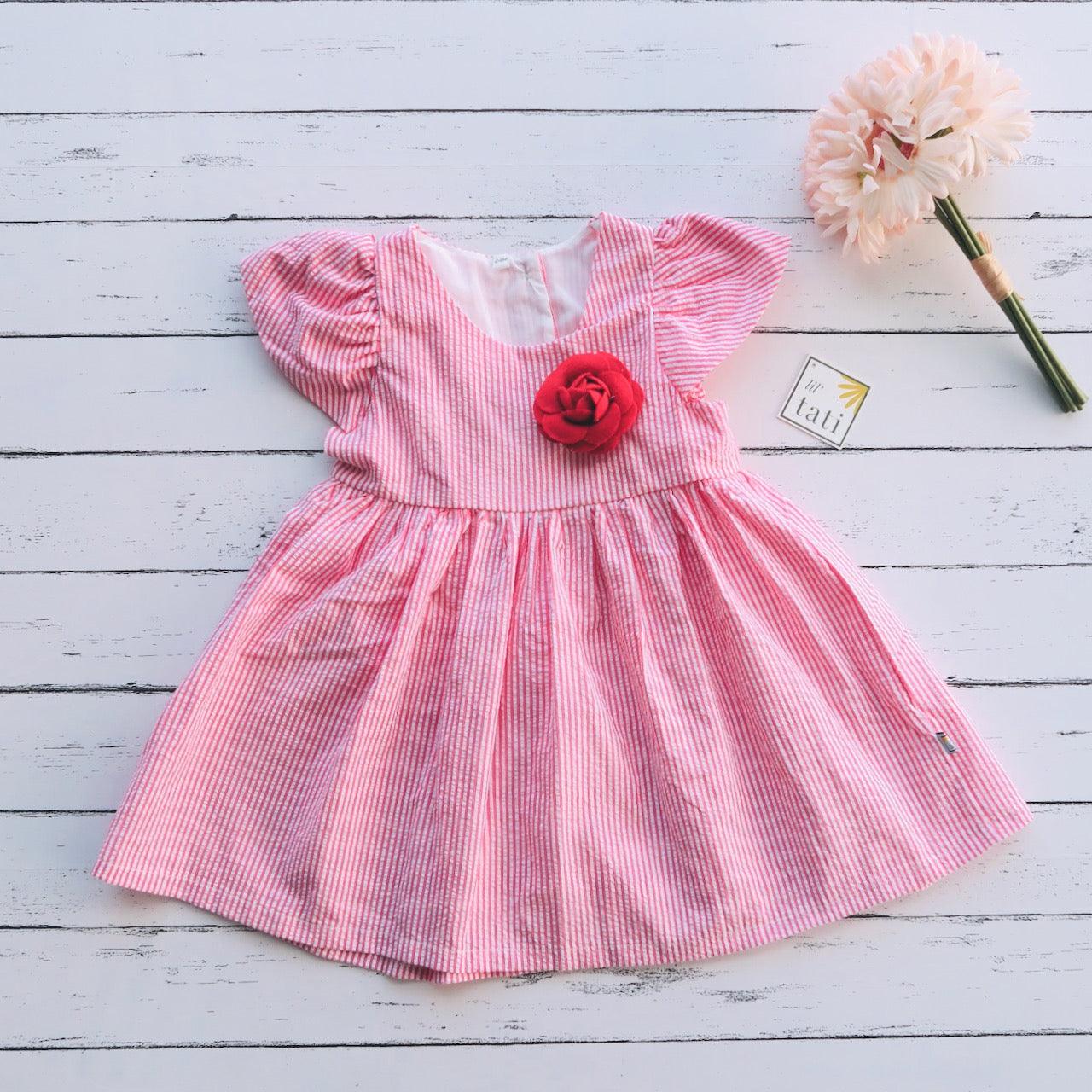 Lotus Dress in Red Seersucker - Lil' Tati
