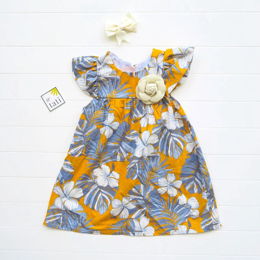 Magnolia Dress in Aloha Yellow Print - Lil' Tati