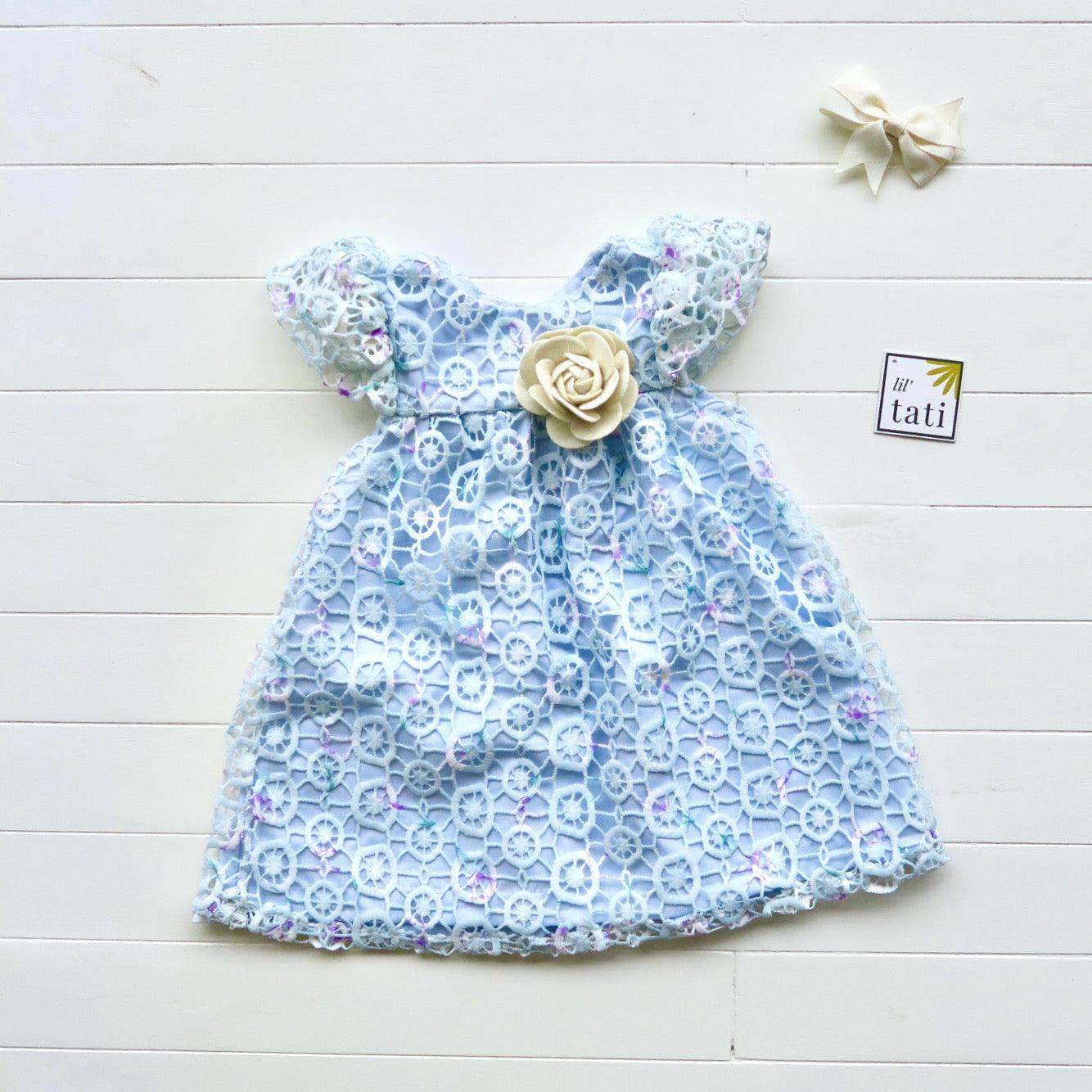 Magnolia Dress in Blue Circlet Lace - Lil' Tati