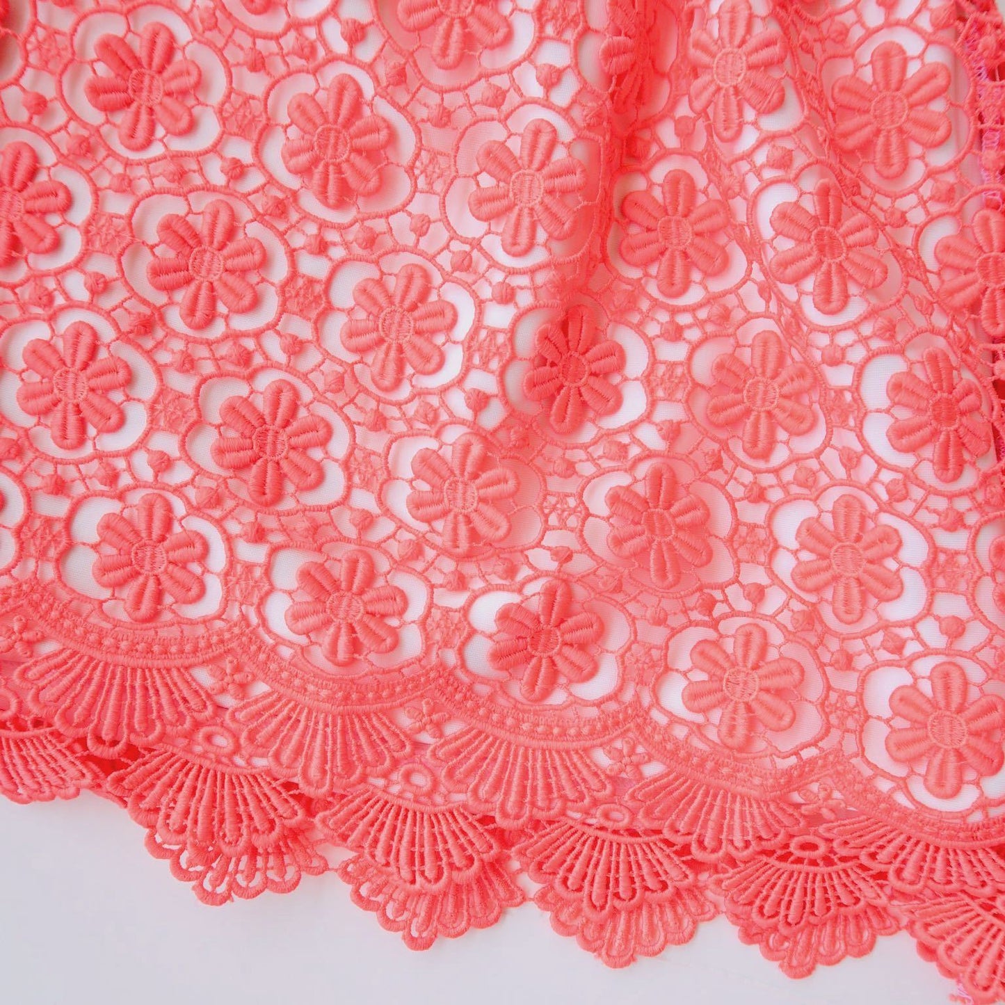 Magnolia Dress in Coral Pink Lace - Lil' Tati
