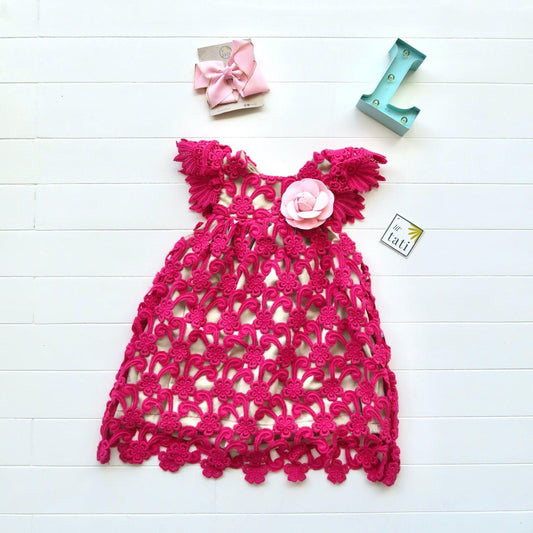Magnolia Dress in Magenta Swirl Lace - Lil' Tati
