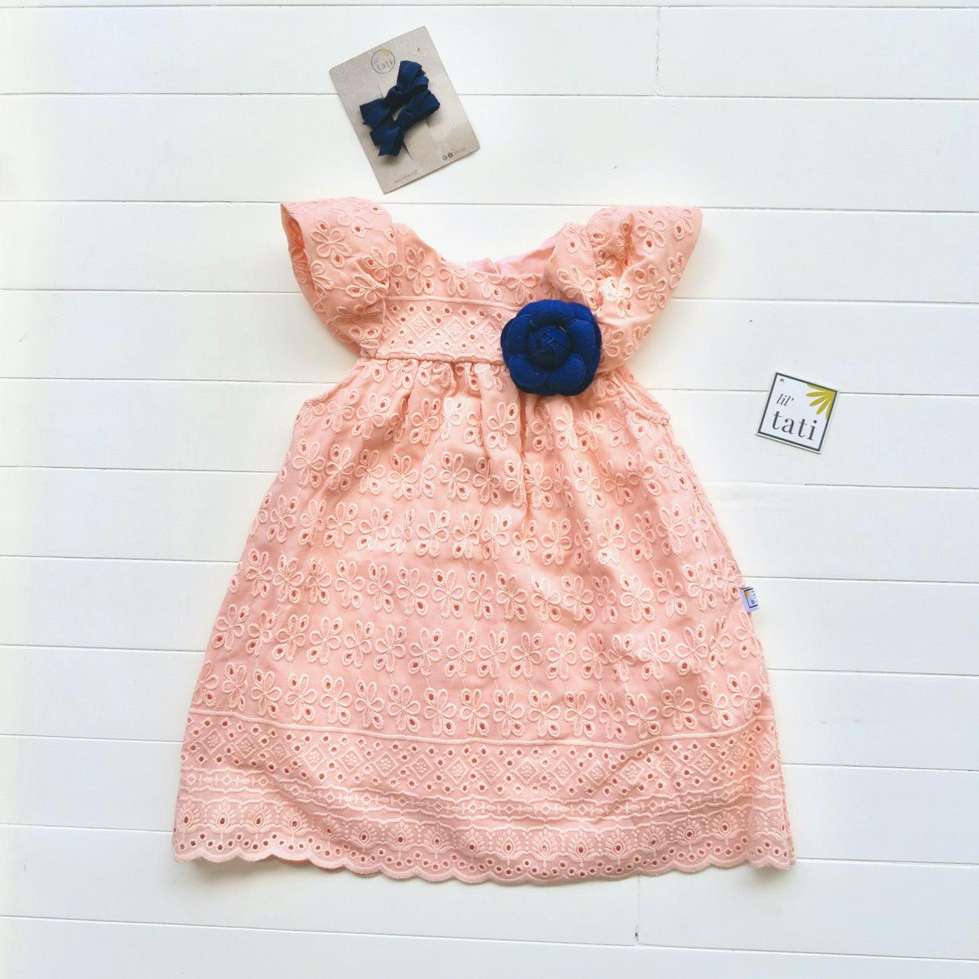 Magnolia Dress in Peach Eyelet - Lil' Tati