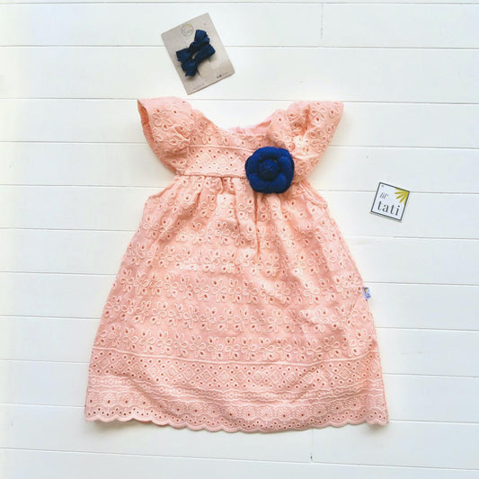 Magnolia Dress in Peach Eyelet - Lil' Tati