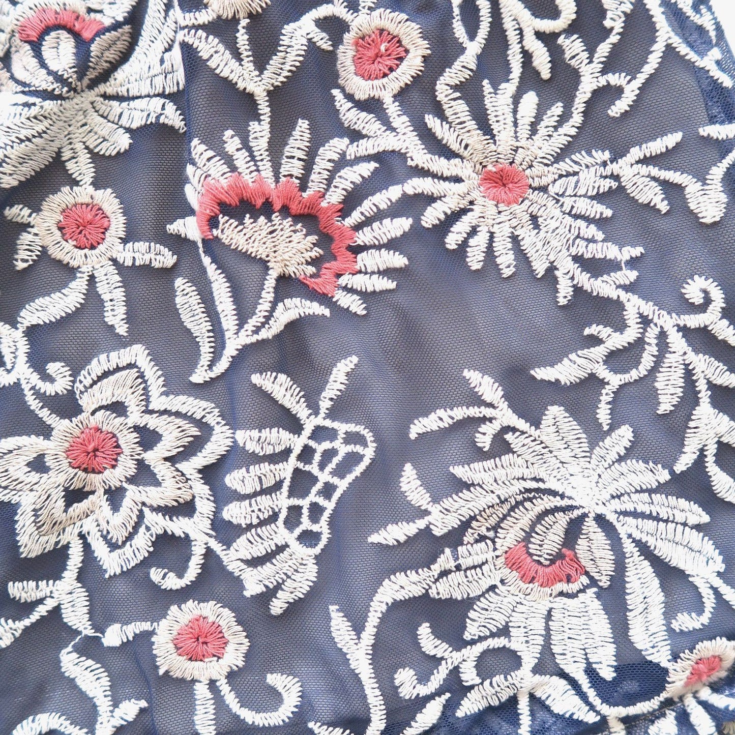 Magnolia Dress in Pink Navy Embroidery Tulle - Lil' Tati