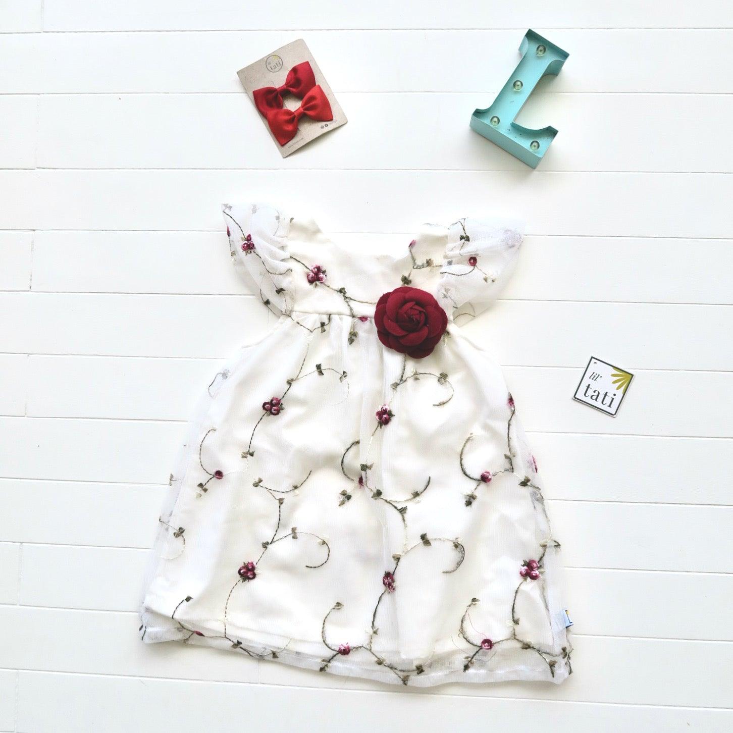 Magnolia Dress in Rose Vine Tulle - Lil' Tati