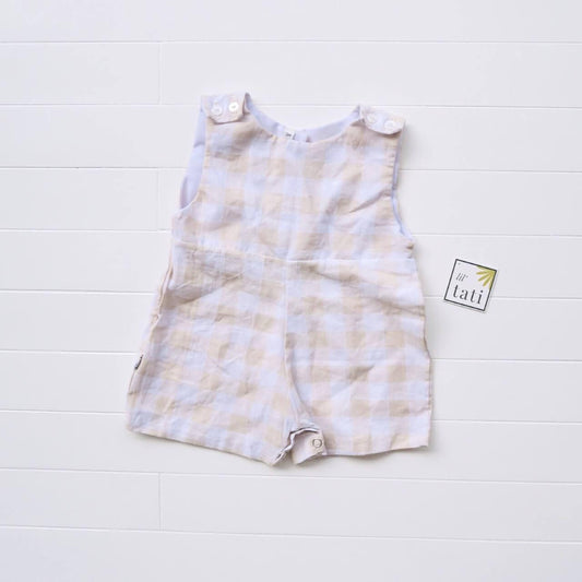 Oak Playsuit in Checkered Linen - Lil' Tati