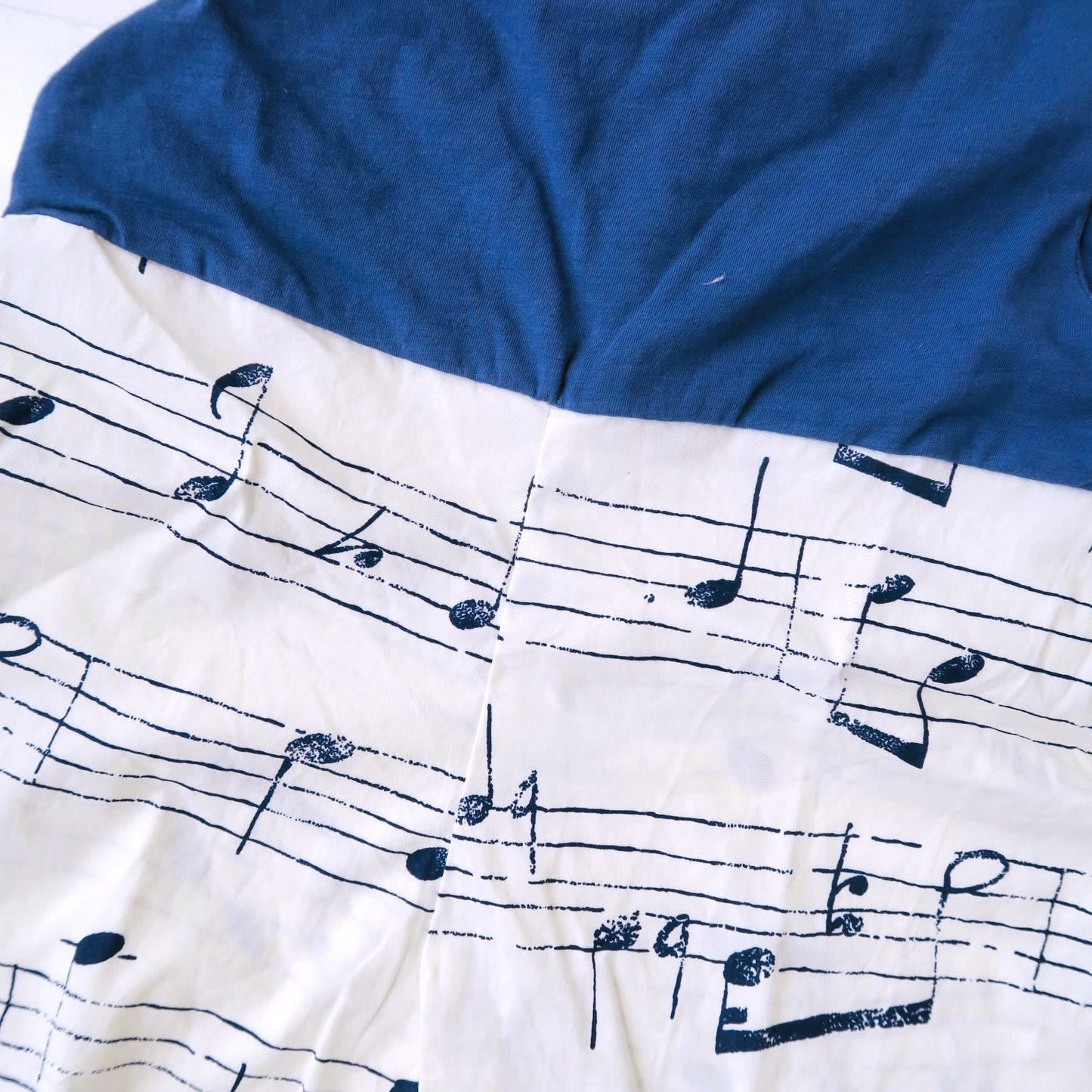 Oak Playsuit in Navy Stretch and Musical Notes White Print - Lil' Tati