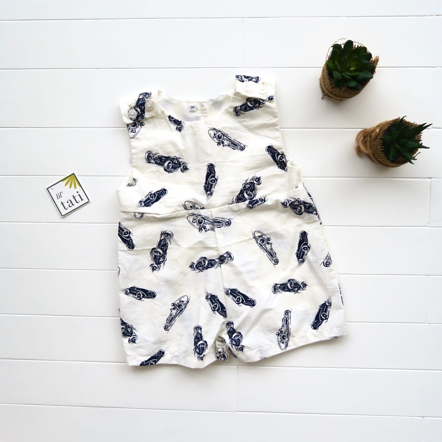 Oak Playsuit in Race Car Print - Lil' Tati