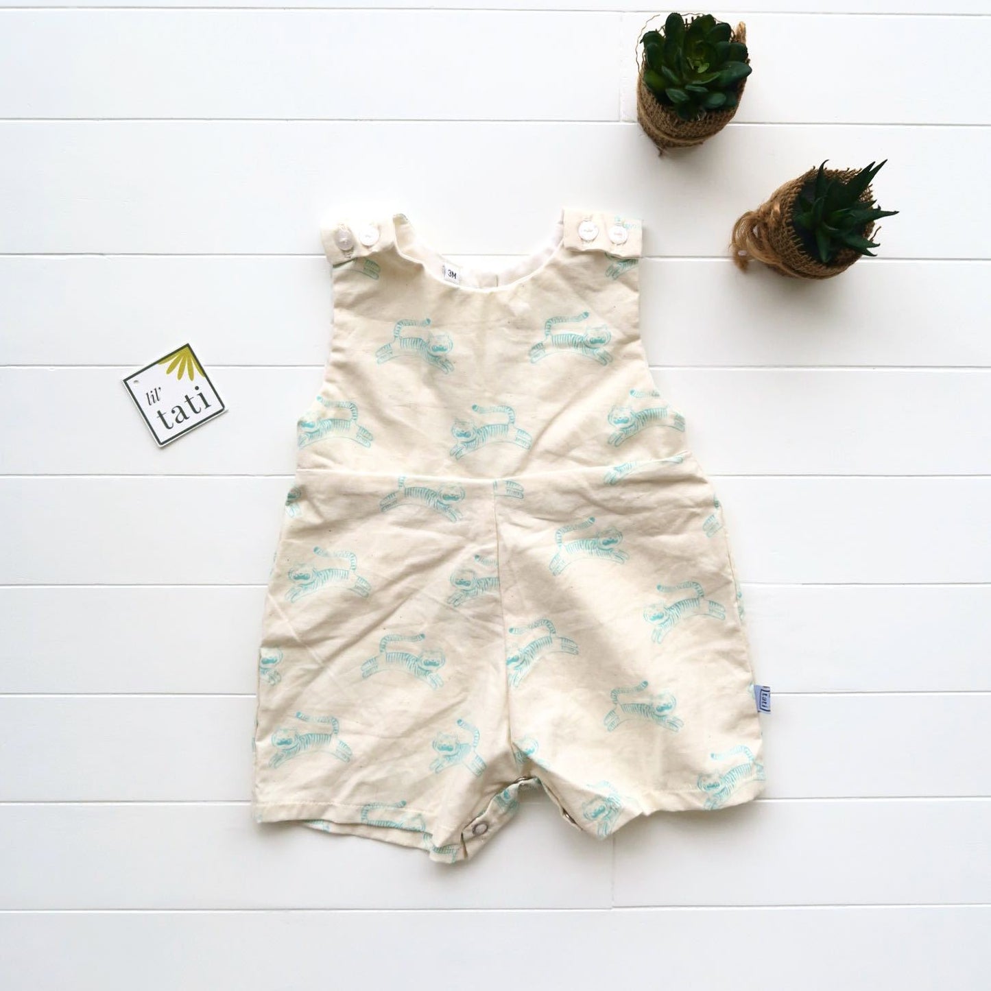 Oak Playsuit in Tiger Linen - Lil' Tati