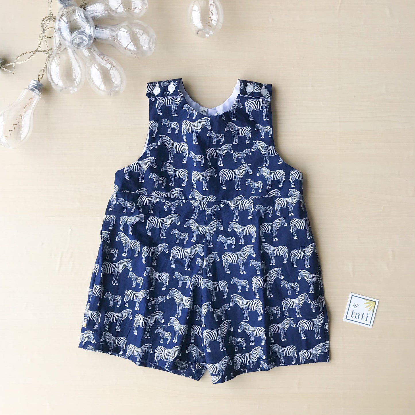 Oak Playsuit in Zebra Navy - Lil' Tati