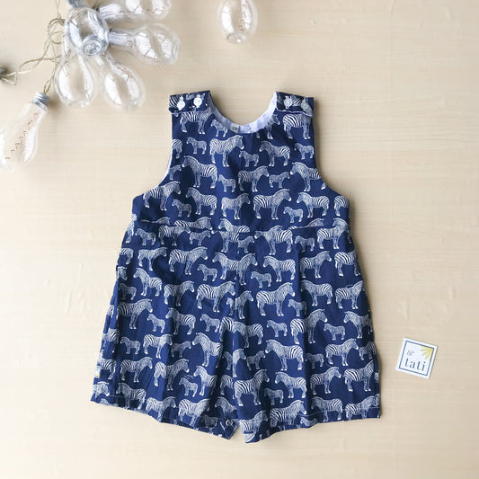 Oak Playsuit in Zebra Navy - Lil' Tati