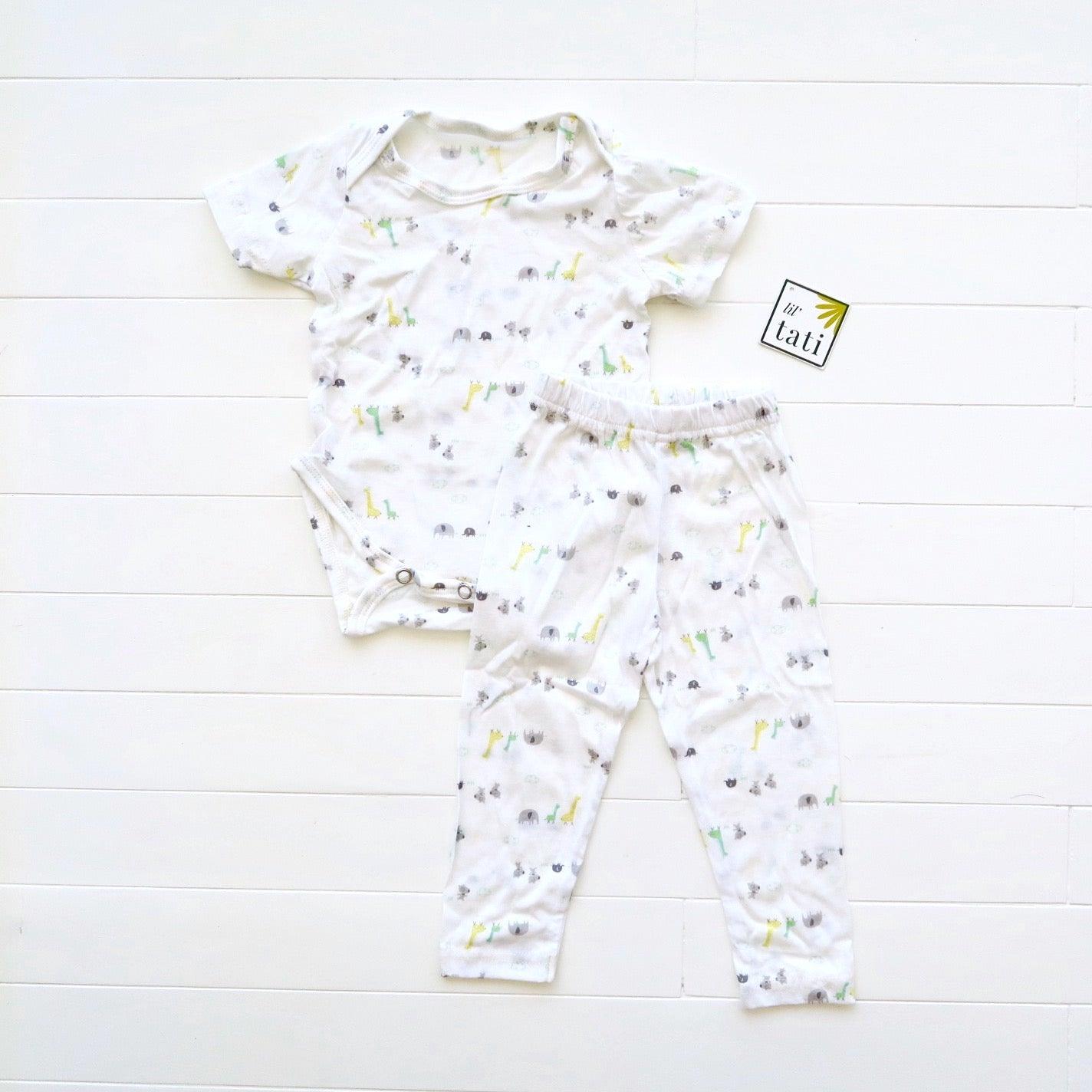 Cotton Stretch Onesie & Leggings Set - Baby Animals Print - Lil' Tati