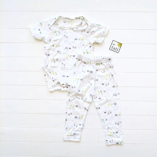 Cotton Stretch Onesie & Leggings Set - Baby Animals Print - Lil' Tati