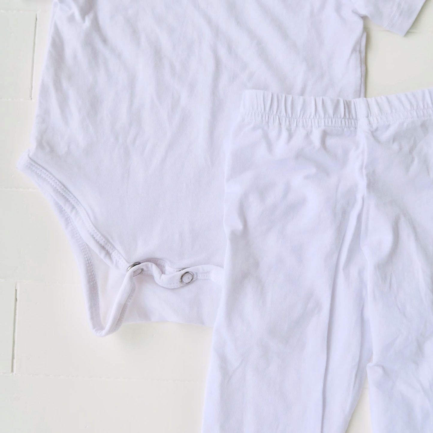 Cotton Stretch Onesie & Leggings Set - White - Lil' Tati