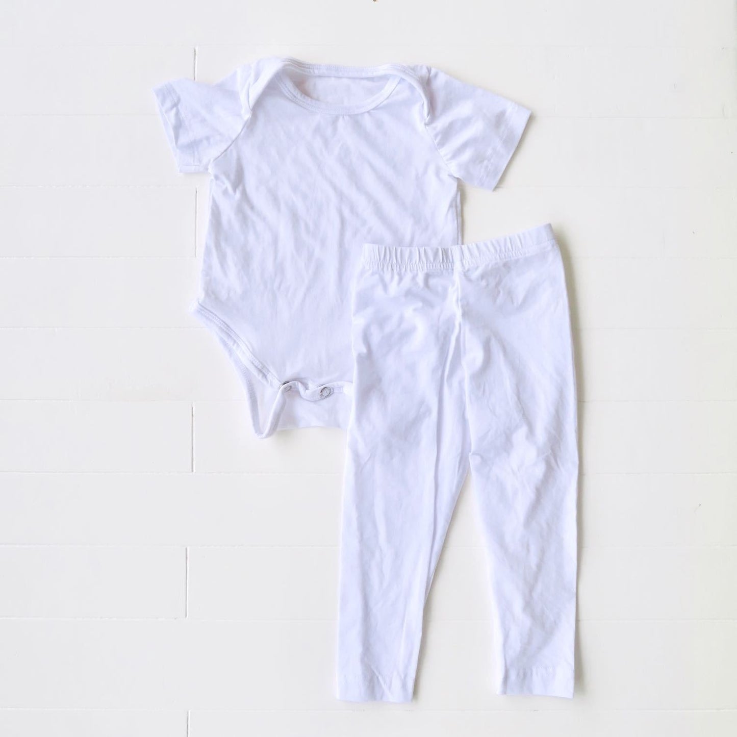 Cotton Stretch Onesie & Leggings Set - White - Lil' Tati