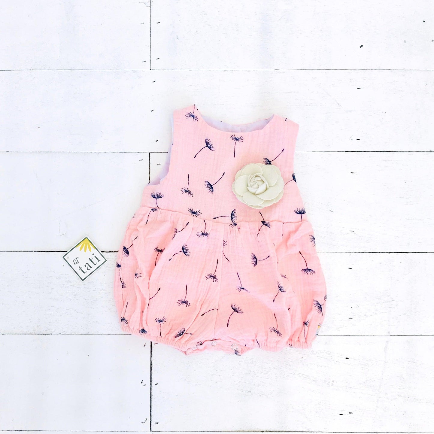 Orchid Playsuit in Crepe - Dandelion Pink - Lil' Tati