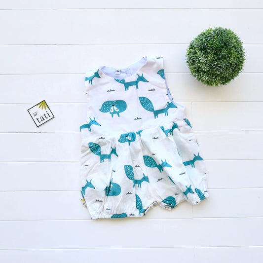 Orchid Playsuit in Cyan Fox Print - Lil' Tati