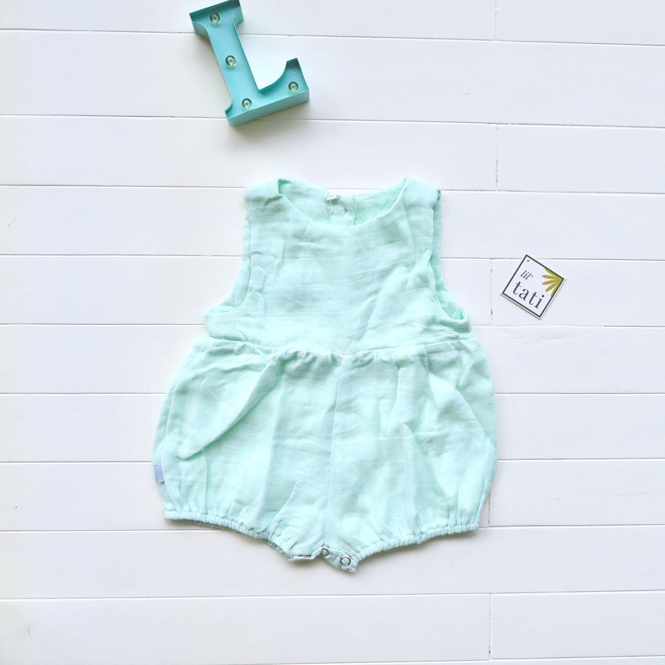 Orchid Playsuit in Organic Muslin - Mint - Lil' Tati